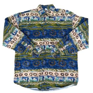 Vintage The Territory Ahead Long Sleeve Western Aztec Shirt Size M Multicolor